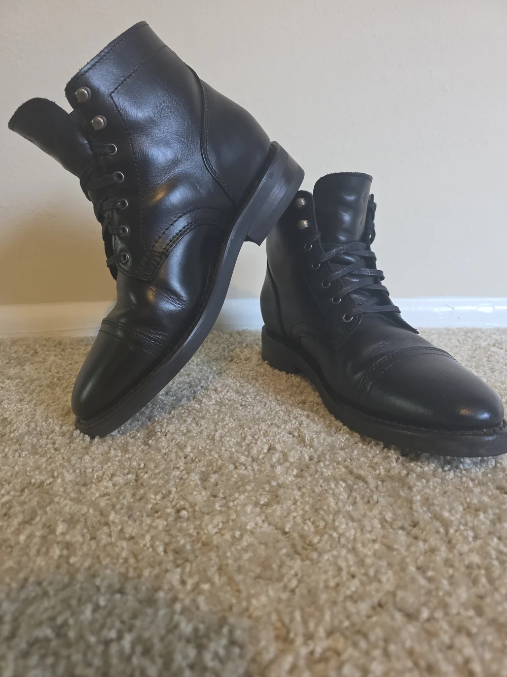 Thursday Captain Black Leather Boots Men size 8.5 wide
